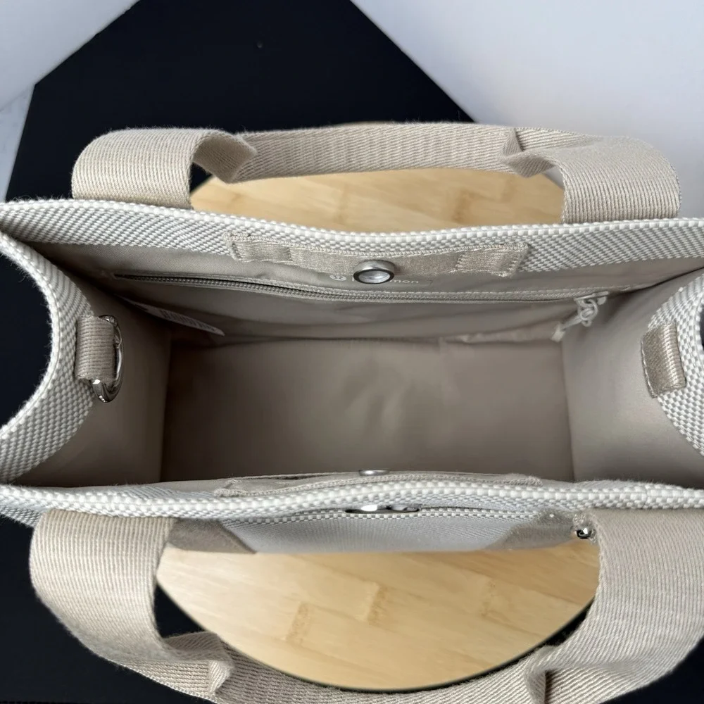Lululemon Purse Two Tone Canvas Mini Tote Bag 4.5L In Mojave Tan/ Light Ivory